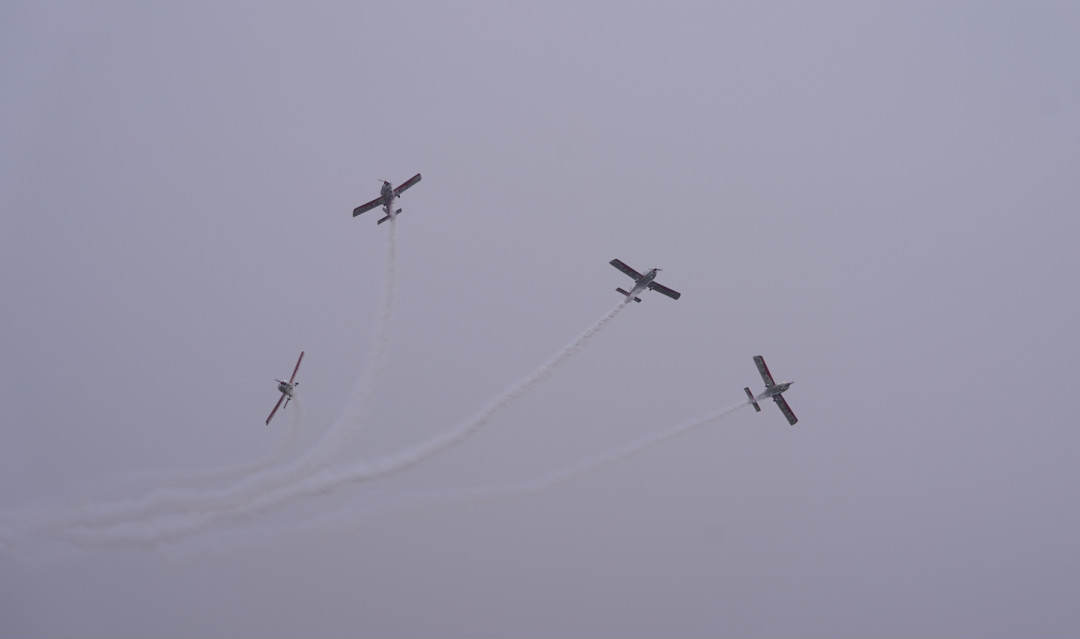 米兰网址四机飞行编队惊艳尧城（太原）国际通用航空飞行大会